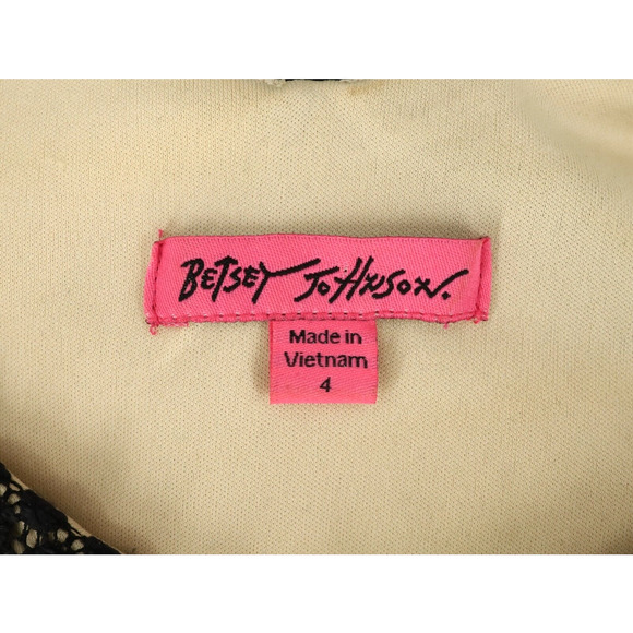 Betsey Johnson Dress Womens 4 Black Lace Beige Lined Side Zip Fit n Flare Party - Picture 3 of 12